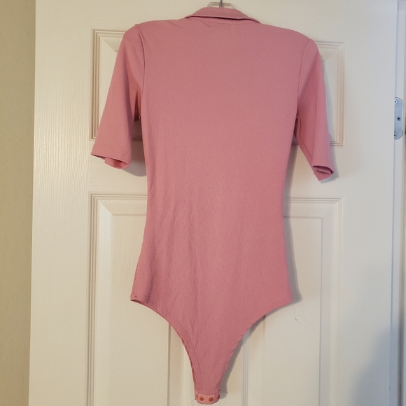 De Base Ribbed Body Suit Pink Size XS - Picture 4 of 6